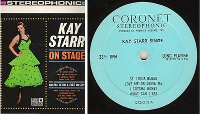 Starr, Kay (+ Martha Tilton + Curt Massey) / On Stage (1963) / Coronet CXS-213