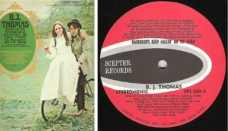 Thomas B J Raindrops Keep Fallin On My Head 1969 Scepter Sps 580 Album 12 Vinyl Thomas B J Raindrops Keep Fallin On My Head 1969 Scepter Sps 580 Album 12 Vinyl