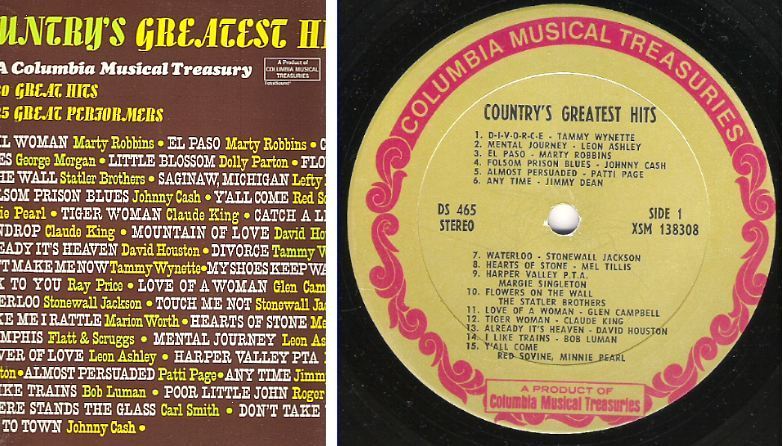 Various Artists / Country&#39;s Greatest Hits (1968) / Columbia Musical Treasuries DS-465