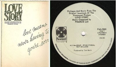 Soundtrack / Love Story (1970) / Paramount PAS-7000 / Two LP Set