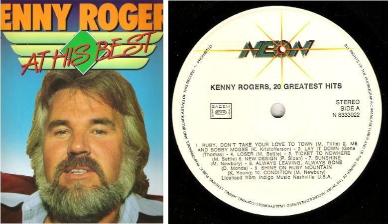 Rogers, Kenny / At His Best - 20 Greatest Hits (1980's) / Neon N-8333022 (Album, 12" Vinyl) / Holland