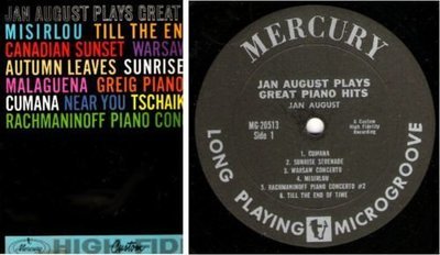 August, Jan / Jan August Plays Great Piano Hits (1958) / Mercury MG-20513 (Album, 12&quot; Vinyl)