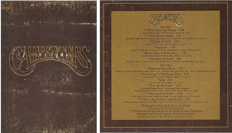 Carpenters / The Singles 1969-1973 / A+M SP-3601 | Album Cover (1973)