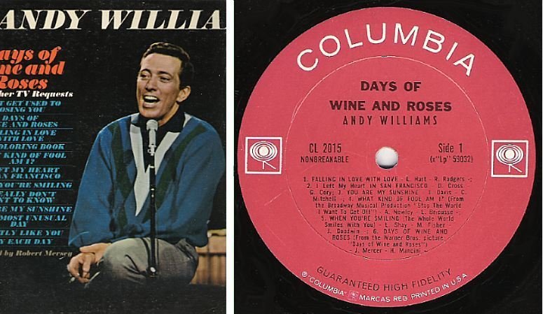 Williams, Andy / Days of Wine and Roses (1963) / Columbia CL-2015