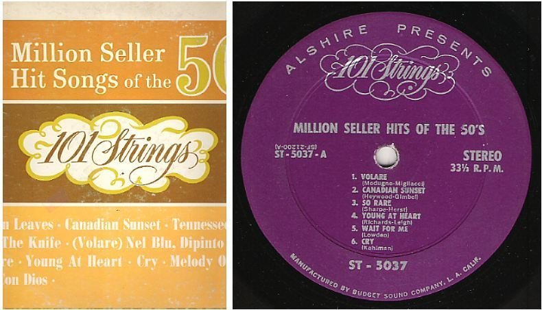 101 Strings / Million Seller Hit Songs of the 50's (1960's) / Alshire ST-5037 (Album, 12" Vinyl)