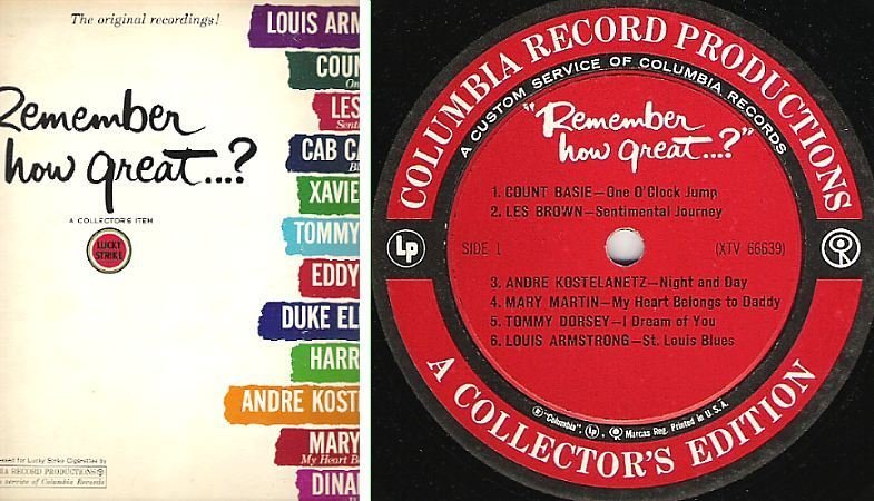 Various Artists / Remember How Great...? (1961) / Columbia Record Productions XTV-66639-66640 (Album, 12" Vinyl)