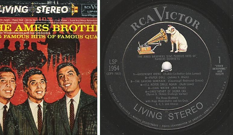 Ames Brothers, The / Famous Hits of Famous Quartets (1959) / RCA Victor LSP-1954 (Album, 12" Vinyl)