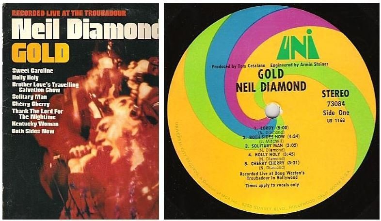 Diamond, Neil / Gold (Recorded Live at the Troubadour) (1970) / Uni 73084 (Album, 12" Vinyl)