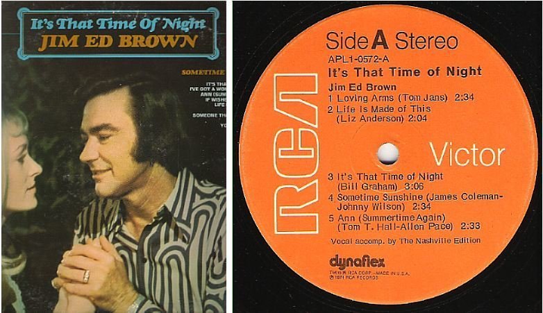 Brown, Jim Ed / It's That Time of Night (1974) / RCA Victor APL1-0572 (Album, 12" Vinyl)