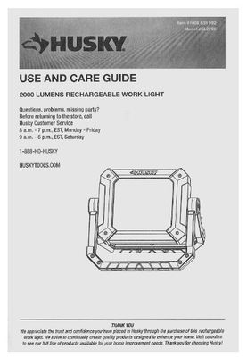Husky / 2000 Lumens Rechargeable Work Light
