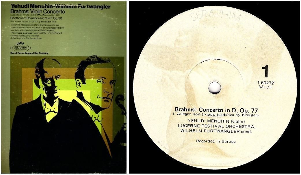 Menuhin, Yehudi (+ Wilhelm Furtwangler) / Brahms: Violin Concerto (1972) / Seraphim 1-60232