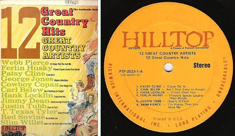 Various Artists / 12 Great Country Hits - 12 Great Country Artists / Hilltop JS-6000 (Album, 12" Vinyl)