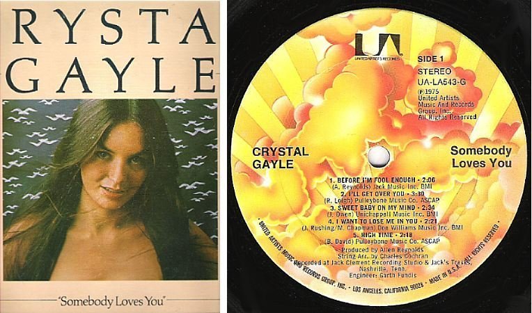 Gayle, Crystal / Somebody Loves You (1975) / United Artists UA-LA543-G (Album, 12" Vinyl)