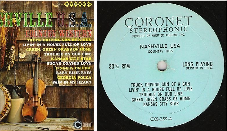 Uncredited Artists / Nashville U.S.A. - Country Hits / Coronet CXS-259 (Album, 12" Vinyl)