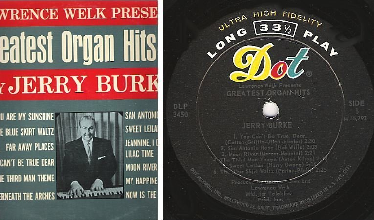 Burke, Jerry / Greatest Organ Hits (1962) / Dot DLP-3450 (Album, 12" Vinyl)