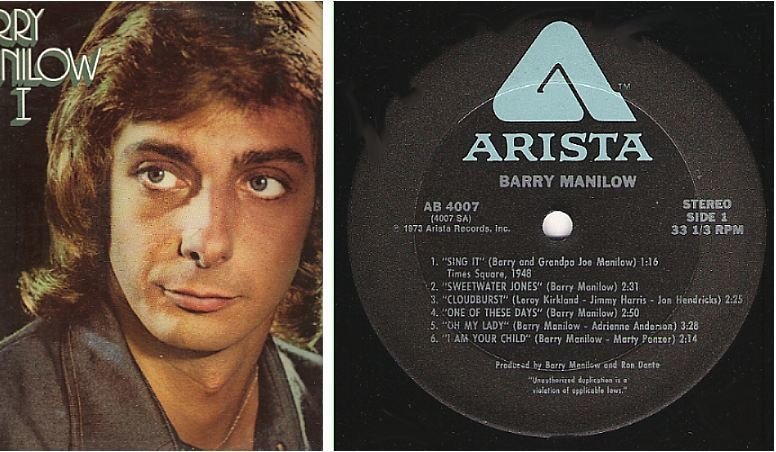 Manilow, Barry / Barry Manilow I (1973) / Arista AB-4007