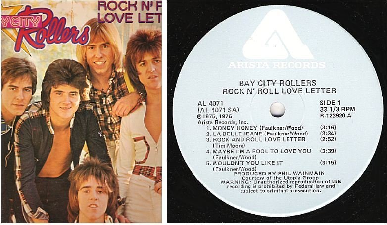 Bay City Rollers / Rock N' Roll Love Letter (1976) / Arista AL-4071 (Album, 12" Vinyl)