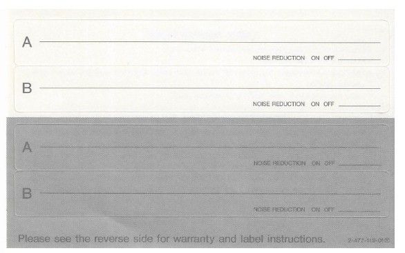 Sony / Set of 4 Stickers for Cassettes / No. 2-477-119-01