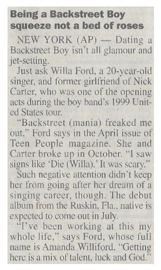 Backstreet Boys / Being a Backstreet Boy Squeeze Not a Bed of Roses (March 2001)