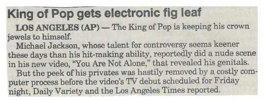 Jackson, Michael / King of Pop Gets Electronic Fig Leaf (1995)