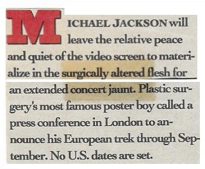 Jackson, Michael / Extended Concert Jaunt
