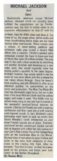 Jackson, Michael / Bad (1987) / written by Roman Mitz)