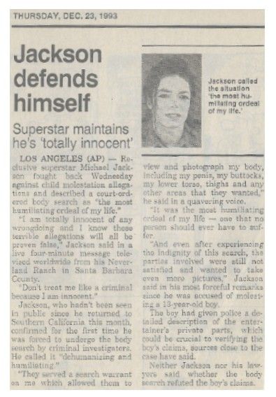 Jackson, Michael / Jackson Defends Himself (1993)