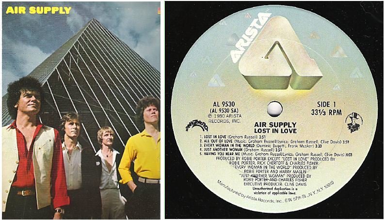 Air Supply / Lost In Love (1980) / Arista AL-9530 (Album, 12" Vinyl)