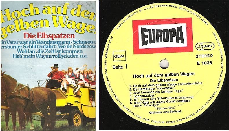Elbspatzen, Die / Hoch Auf Dem Gelben Wagen (1974) / Europa E-1036 (Album, 12" Vinyl) / Germany