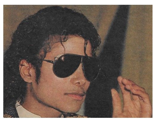 Jackson, Michael / Closeup-Blue and Gold Jacket-Sunglasses (1984)