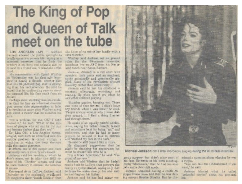 Jackson, Michael / The King of Pop and Queen of Talk Meet on the Tube (1993)