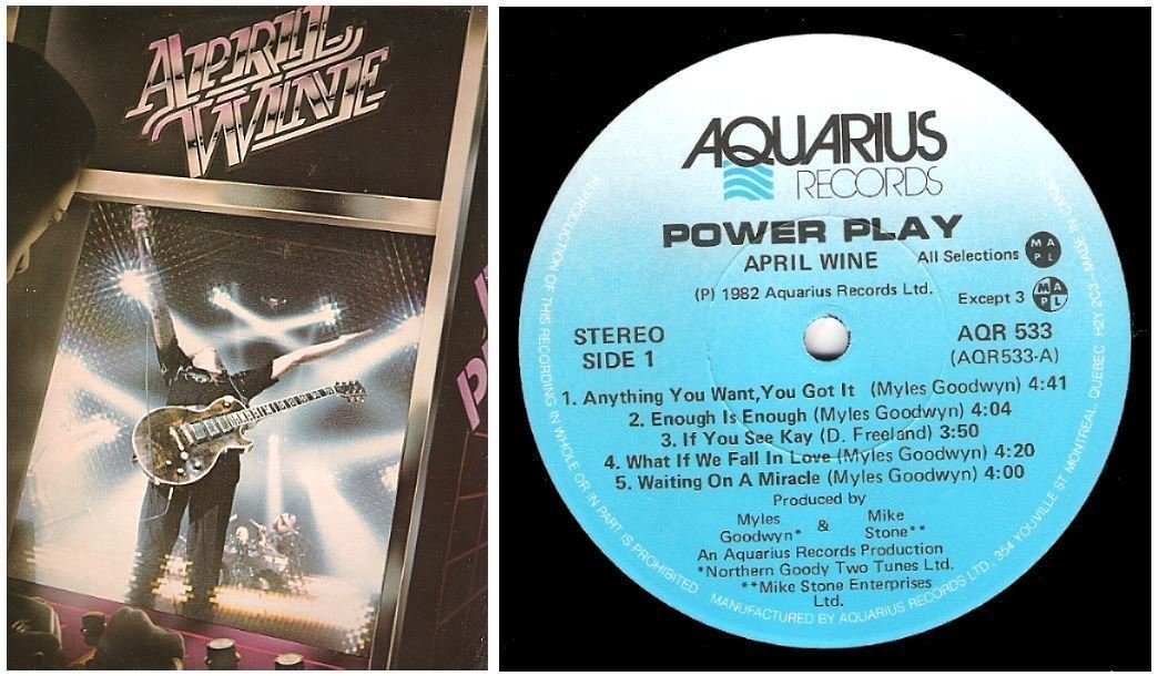 April Wine / Power Play (1982) / Aquarius AQR-533 (Album, 12" Vinyl)