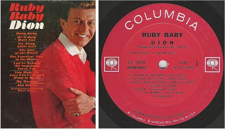 Dion / Ruby Baby (1963) / Columbia CL-2010 (Album, 12" Vinyl)