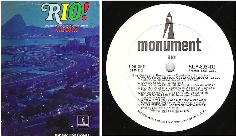 Carioca (+ The Orchestra Guanbara) / Rio! (1966) / Monument MLP-8054DJ (Album, 12" Vinyl) / Promo