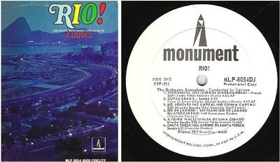 Carioca (+ The Orchestra Guanbara) / Rio! (1966) / Monument MLP-8054DJ / Promo