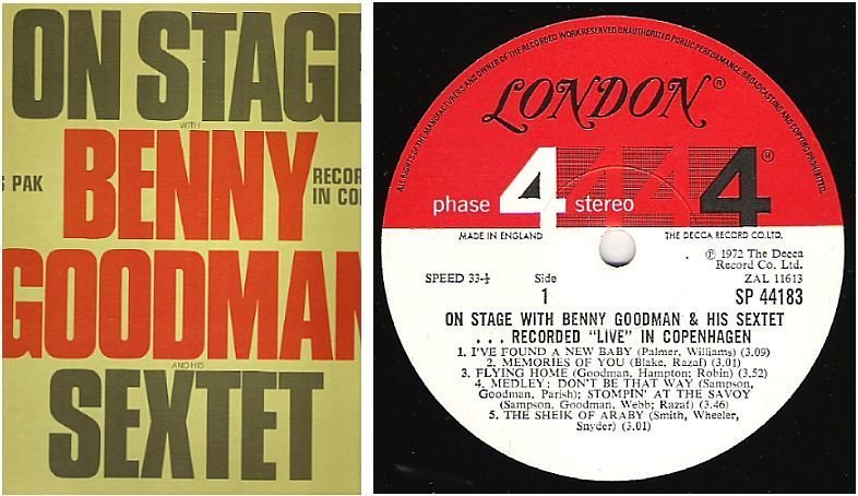 Goodman, Benny (Sextet) / On Stage (1972) / London Phase 4 SP-44182-3 (Album, 12&quot; Vinyl) / 2 LP Set