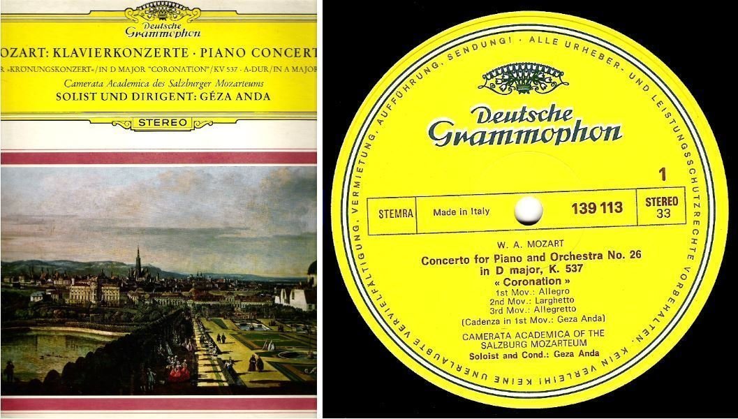 Anda, Geza / Mozart: Klavierkonzerte - Piano Concertos (1966) / Deutsche Grammophon 139 113 (Album, 12" Vinyl) / Italy