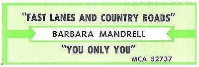 Mandrell, Barbara / Fast Lanes and Country Roads (1985) / MCA 52737 (Jukebox Title Strip)