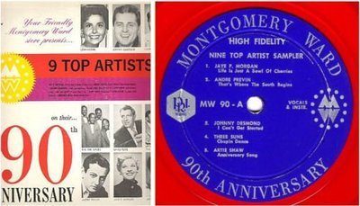 Various Artists / Montgomery Ward 90th Anniversary - 9 Top Artist Sampler (1962) / P.R.I. MW-90 / Red Vinyl