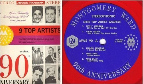 Various Artists / Montgomery Ward 90th Anniversary - 9 Top Artist Sampler (1962) / P.R.I. MWS-90 (Album, 12" Red Vinyl)
