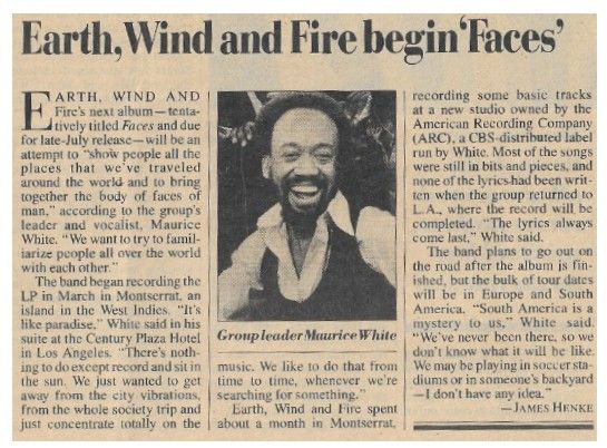 Earth, Wind + Fire / Earth, Wind and Fire Begin &#39;Faces&#39; (1980)
