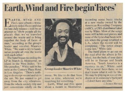 Earth, Wind + Fire / Earth, Wind and Fire Begin &#39;Faces&#39; (1980)