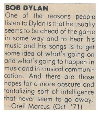 Dylan, Bob / He Usually Seems to be Ahead of the Game (1971)