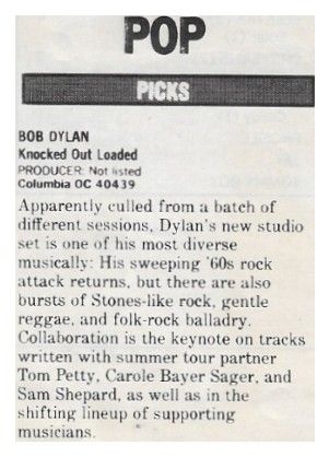Dylan, Bob / Knocked Out Loaded (July 1986)