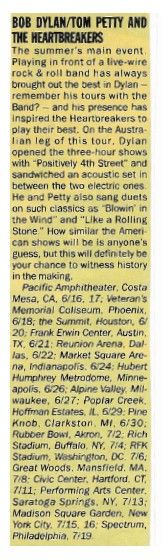 Dylan, Bob / Tour Dates and Story-with Tom Petty and The Heartbreakers (1986)