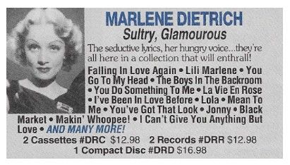Dietrich, Marlene / Sultry, Glamourous