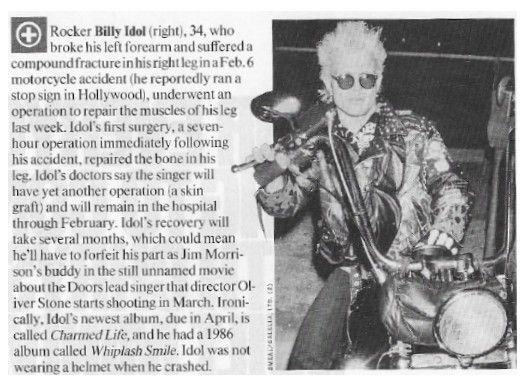 Idol, Billy / Motorcycle Accident (1990)