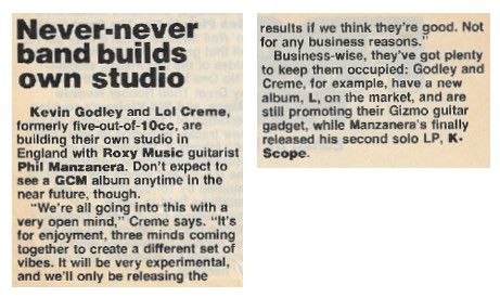 Godley + Creme / Never-Never Band Builds Own Studio (1979)