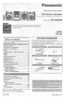 Panasonic / CD Stereo System - Operating Instructions (2005)
