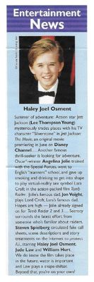 Osment, Haley Joel / Entertainment News (2001)